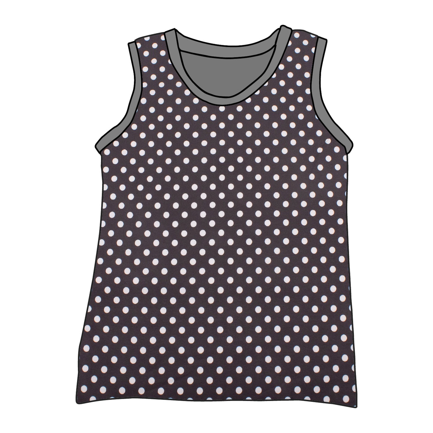 Kinder Unterhemd / Tanktop Punkte dunkelgrau