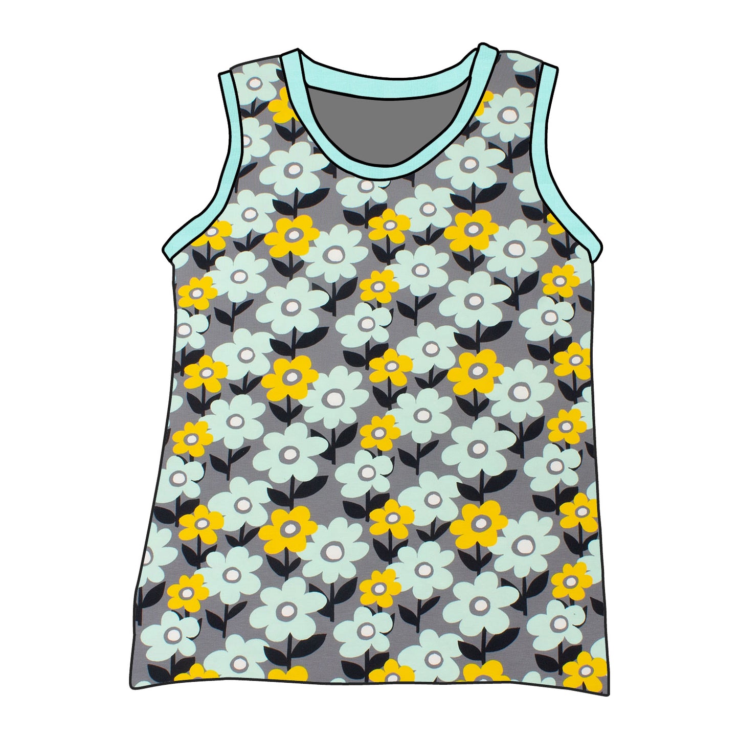 Kinder Unterhemd / Tanktop Retro Blumenwiese
