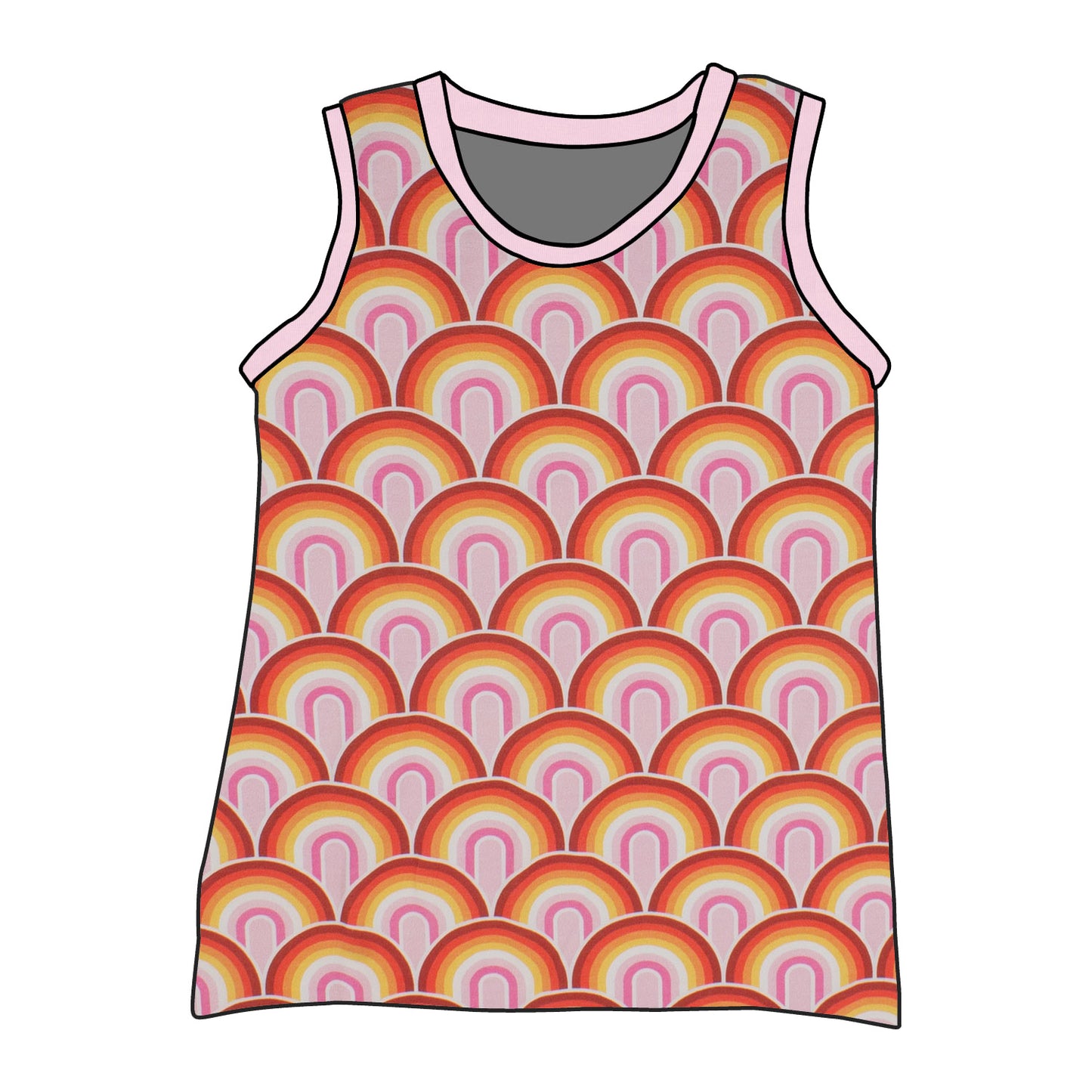Kinder Unterhemd / Tanktop Regenbogen rosa