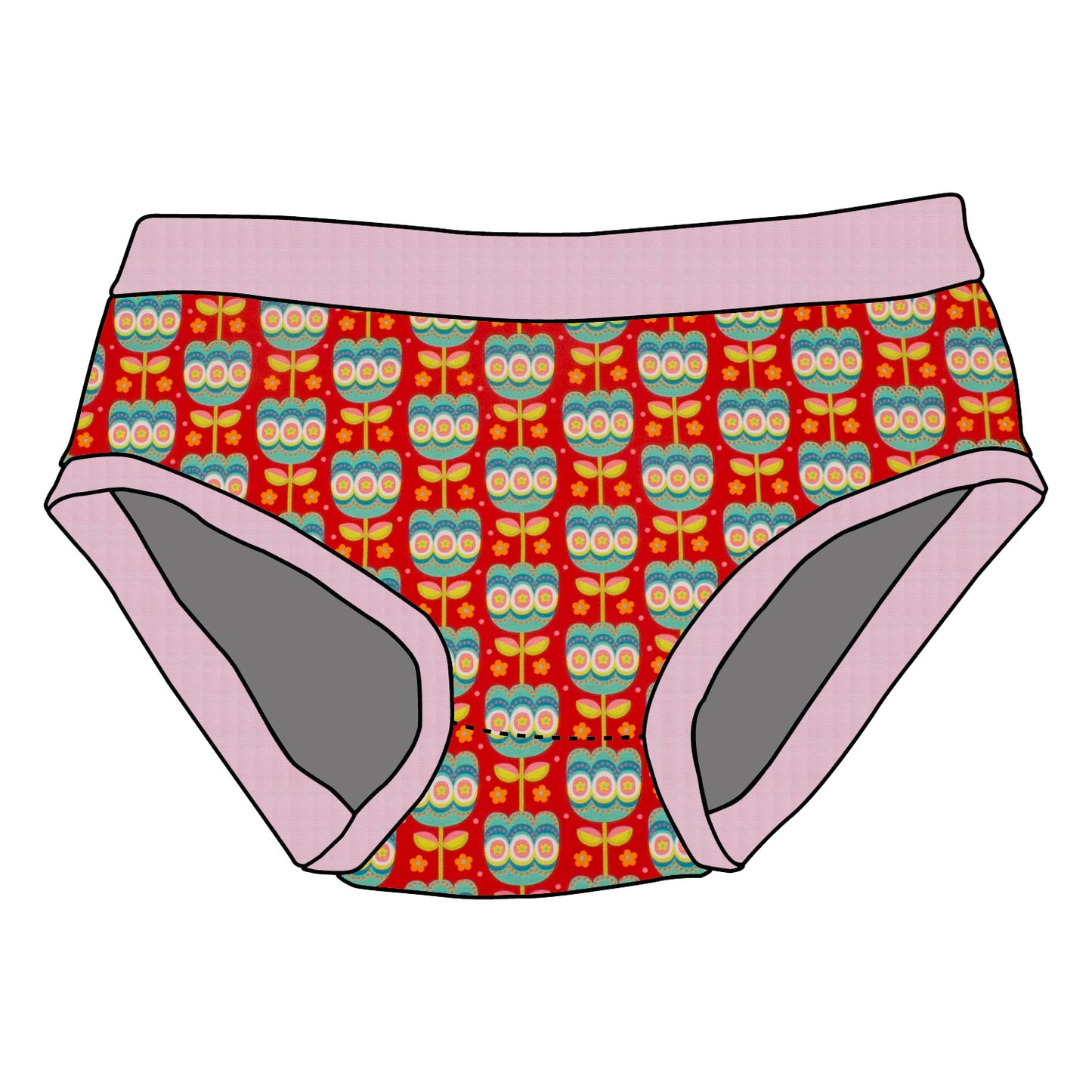 Kinder Unterhose Retro Tulpen rot