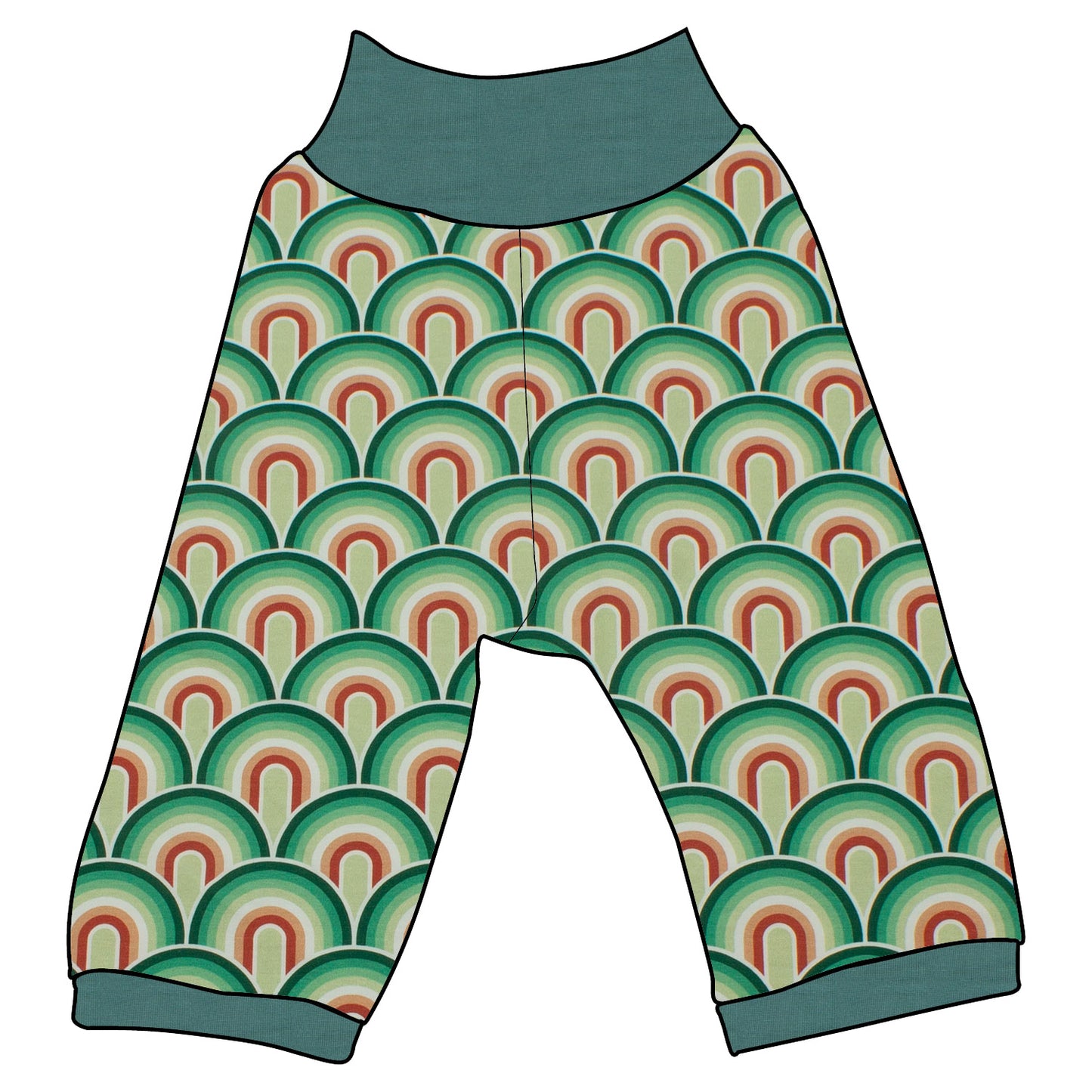 Kinder 3/4 Caprihose Sommerhose Regenbogen grün