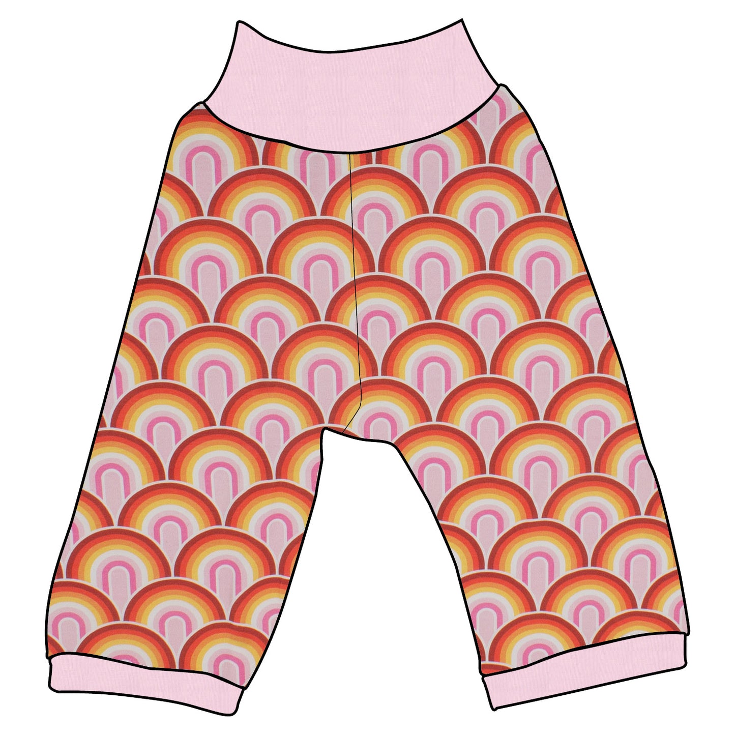 Kinder 3/4 Caprihose Sommerhose Regenbogen rosa
