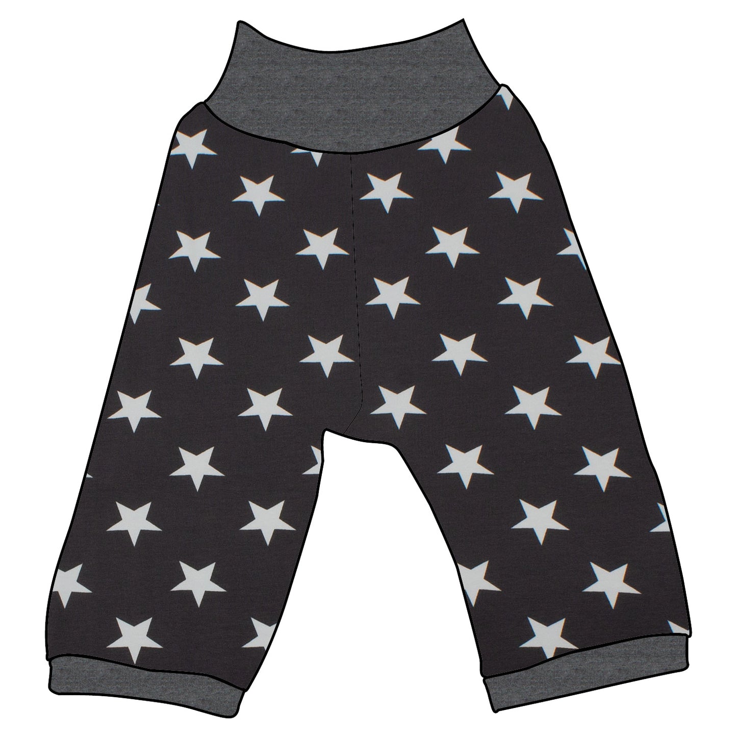 Kinder 3/4 Caprihose Sommerhose Sterne grau