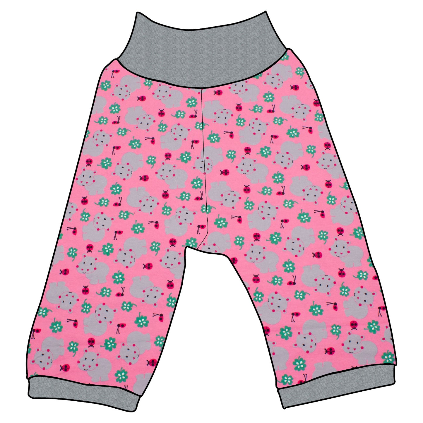 Kinder 3/4 Caprihose Sommerhose Nilpferd rosa