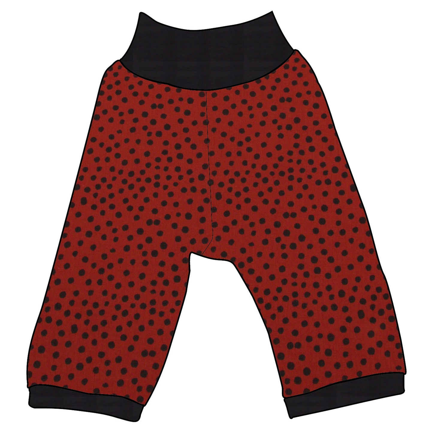 Kinder 3/4 Caprihose Sommerhose Musselin Punkte schwarz terracotta