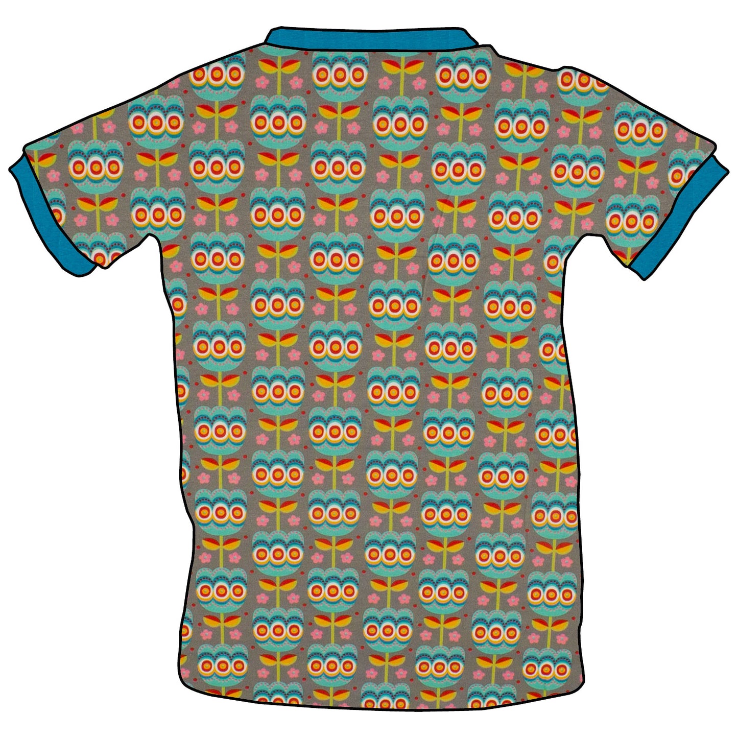Kinder T-Shirt Retro Tulpen grau