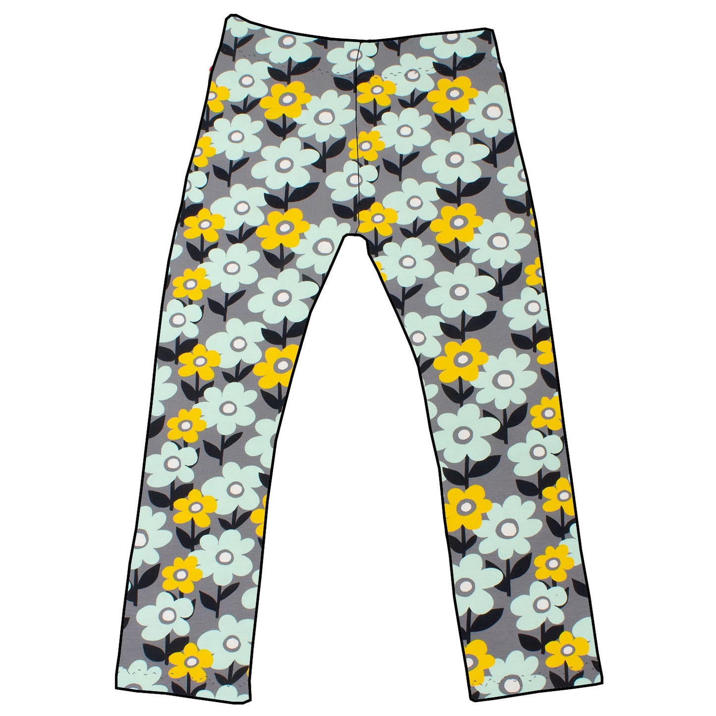 Damen Leggings Skinny Hose Retro Blumenwiese