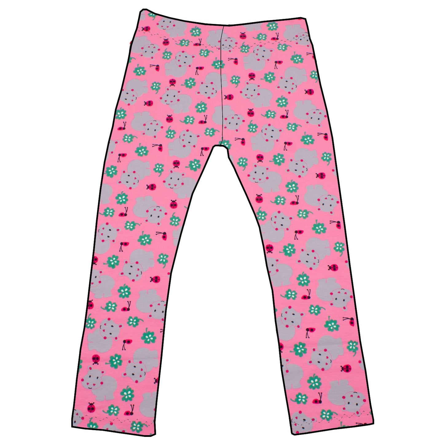 Damen Leggings Skinny Hose Nilpferd rosa
