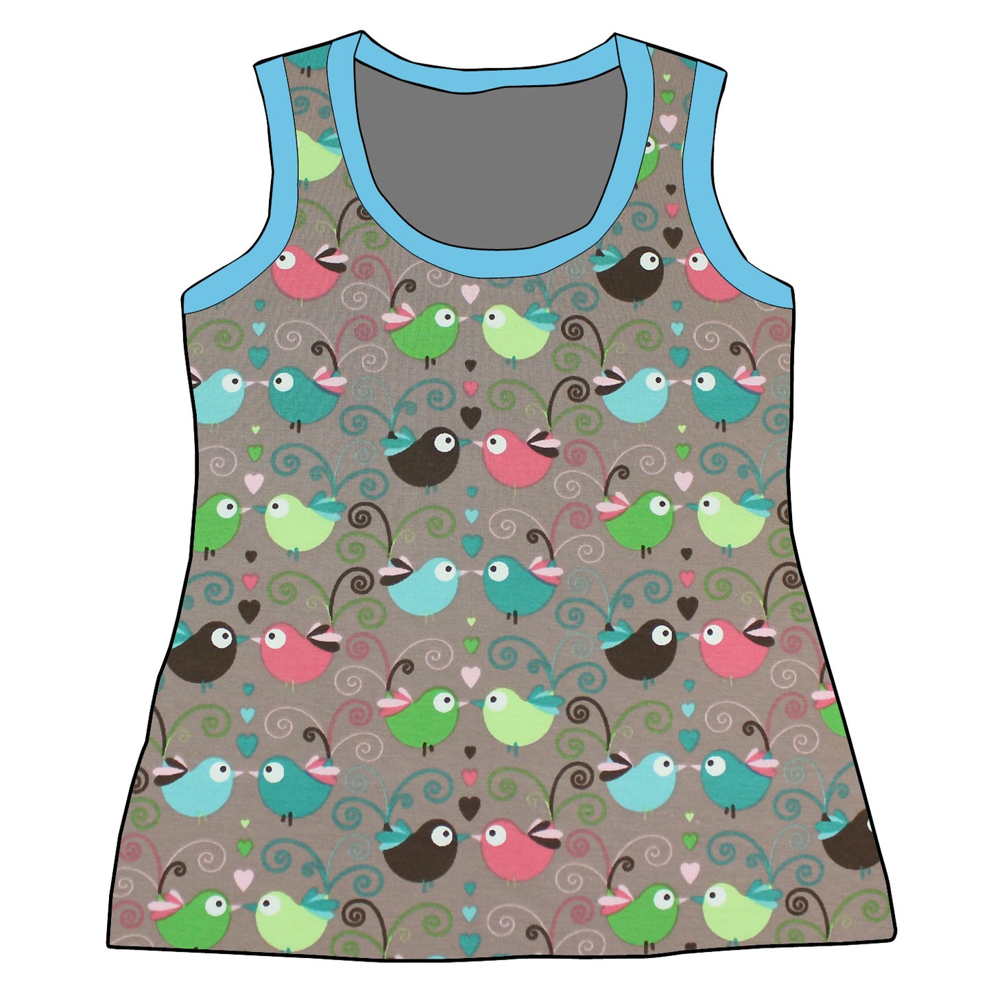 Damen Tanktop Bunte Vögel