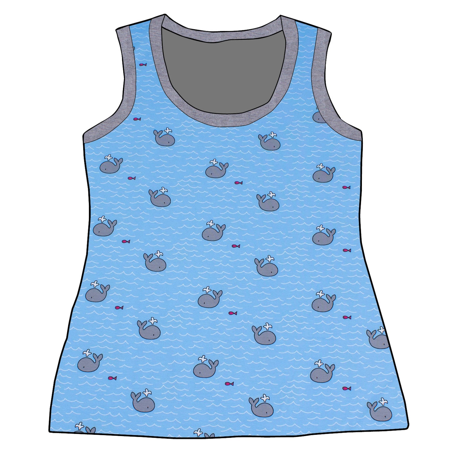 Damen Tanktop Kleiner Wal hellblau