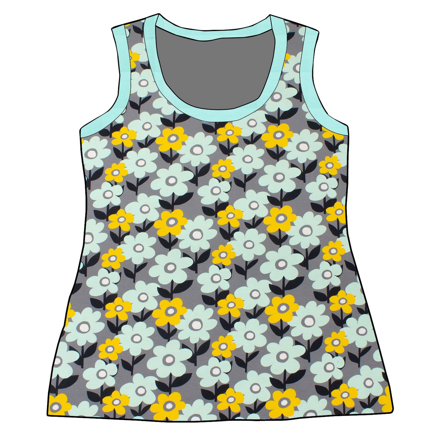 Damen Tanktop Retro Blumenwiese