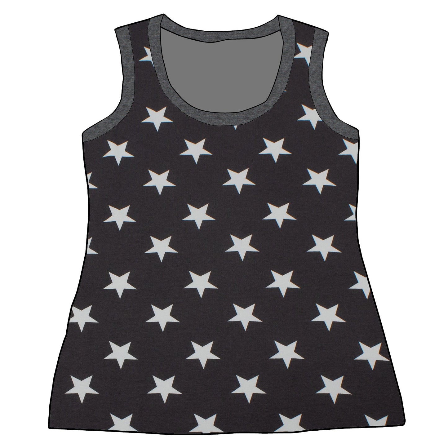 Damen Tanktop Sterne grau
