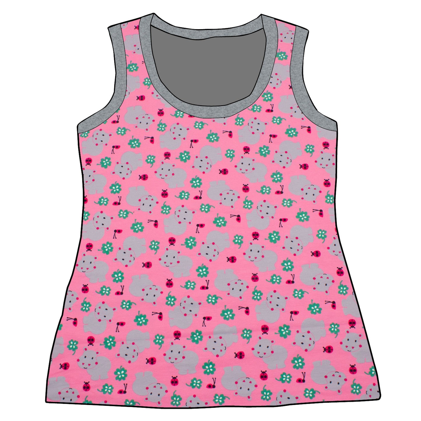 Damen Tanktop Nilpferd rosa