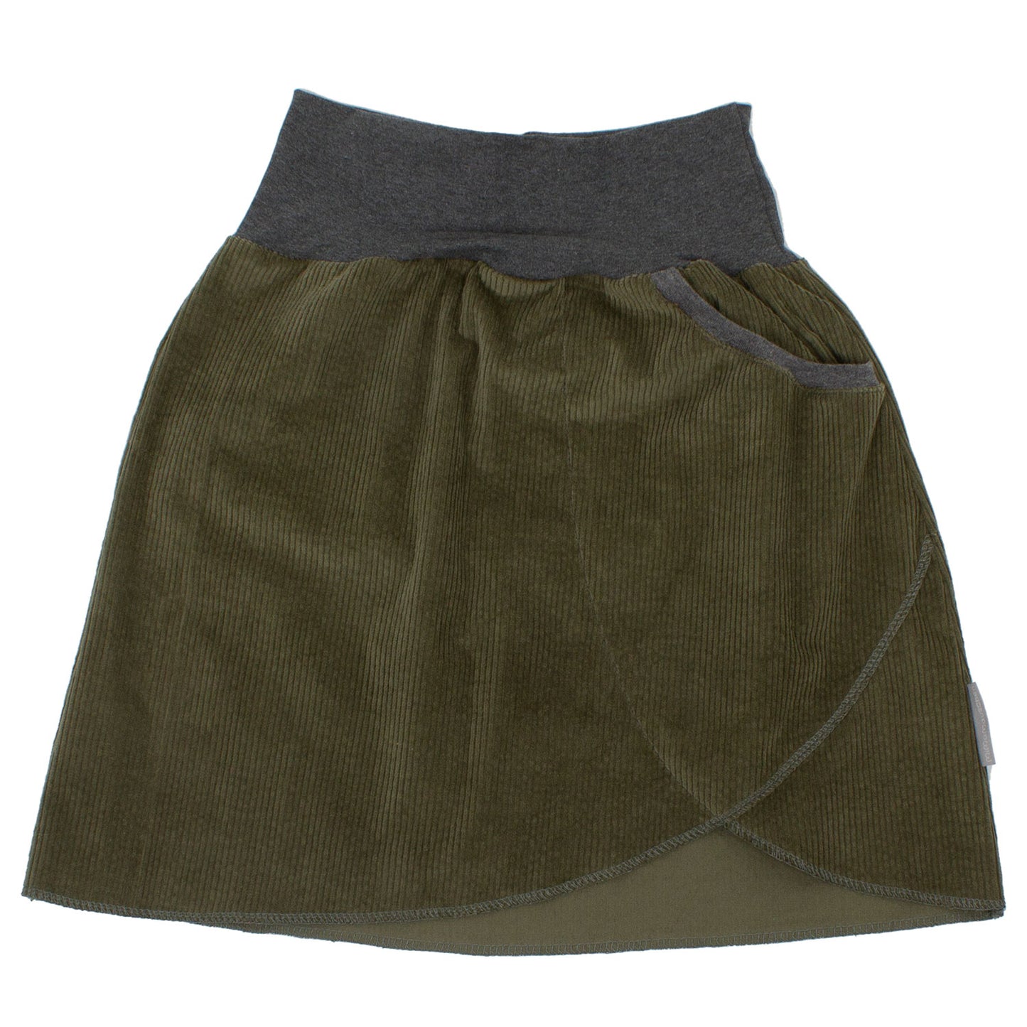 Damen Cordrock / falscher Wickelrock Cord Khaki / Khaki