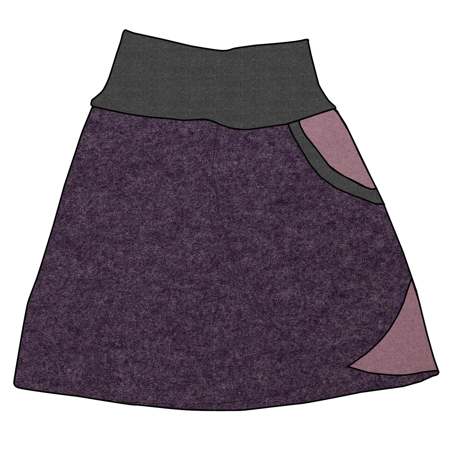 Kinder Walkrock / falscher Wickelrock Walk Lila meliert / Altrosa