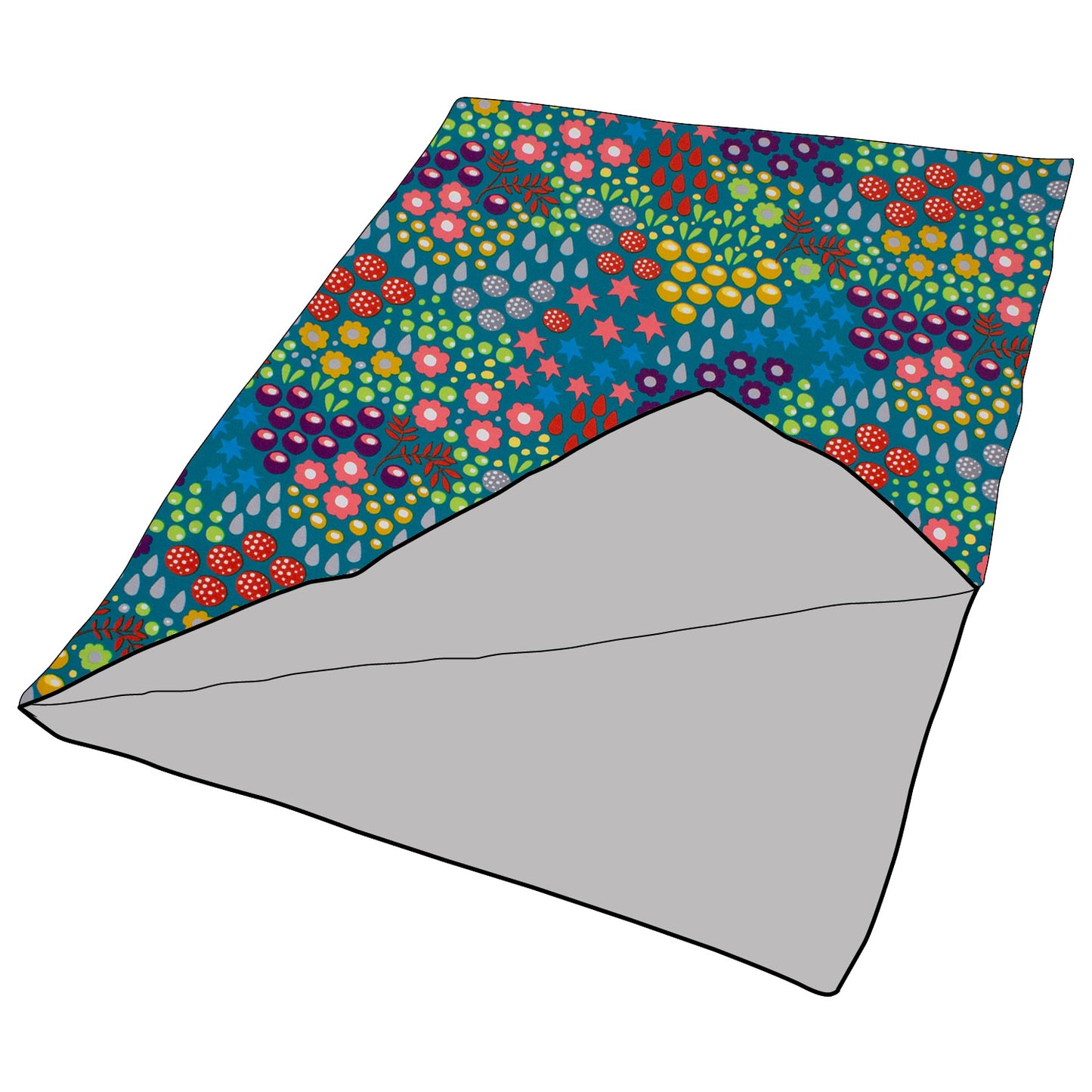 Kuscheldecke / Schmusedecke Retro Blumenwiese türkis