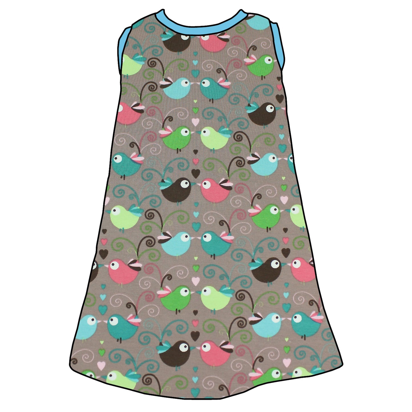 Kinder Trägerkleid Bunte Vögel