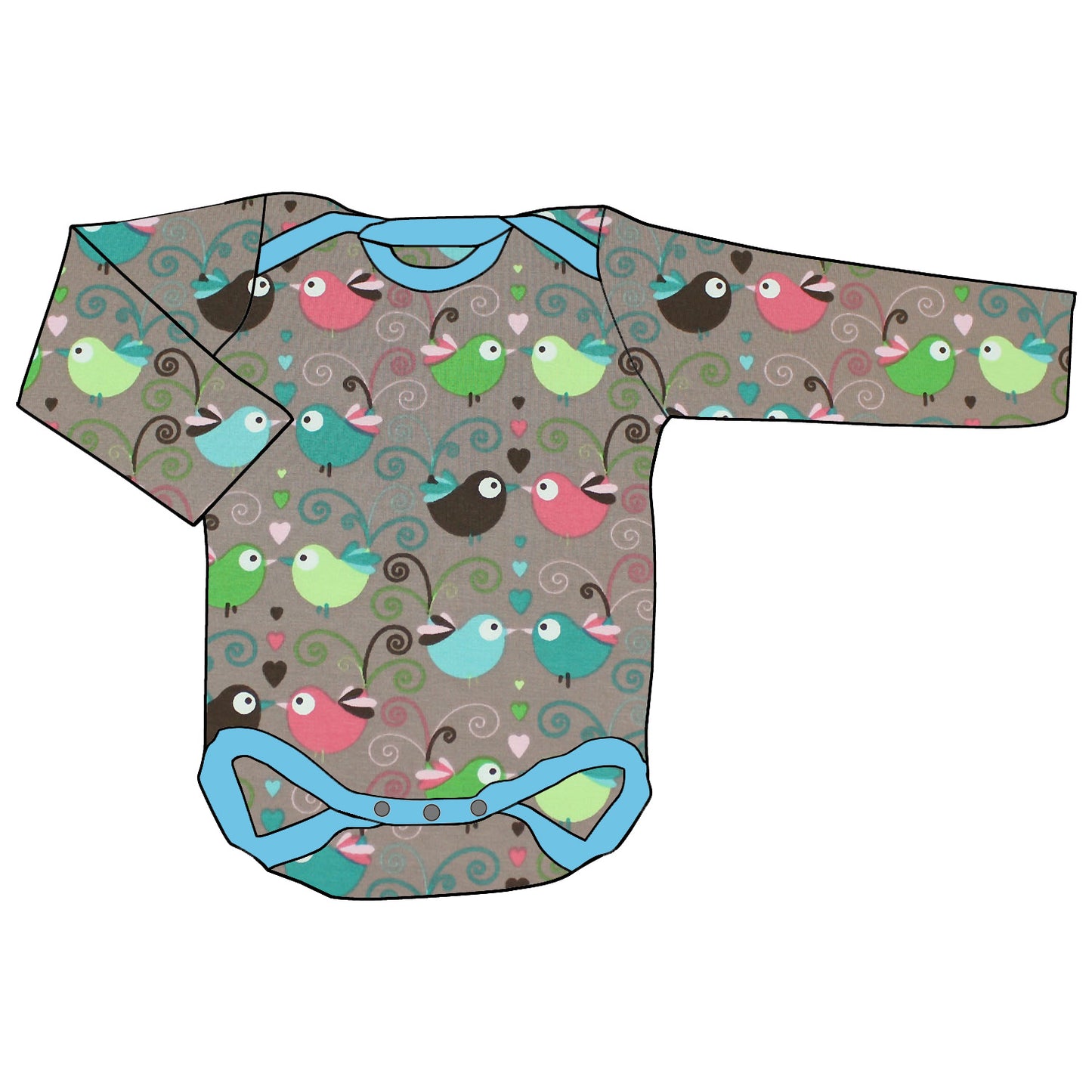 Babybody Lang- und Kurzarmbody Bunte Vögel