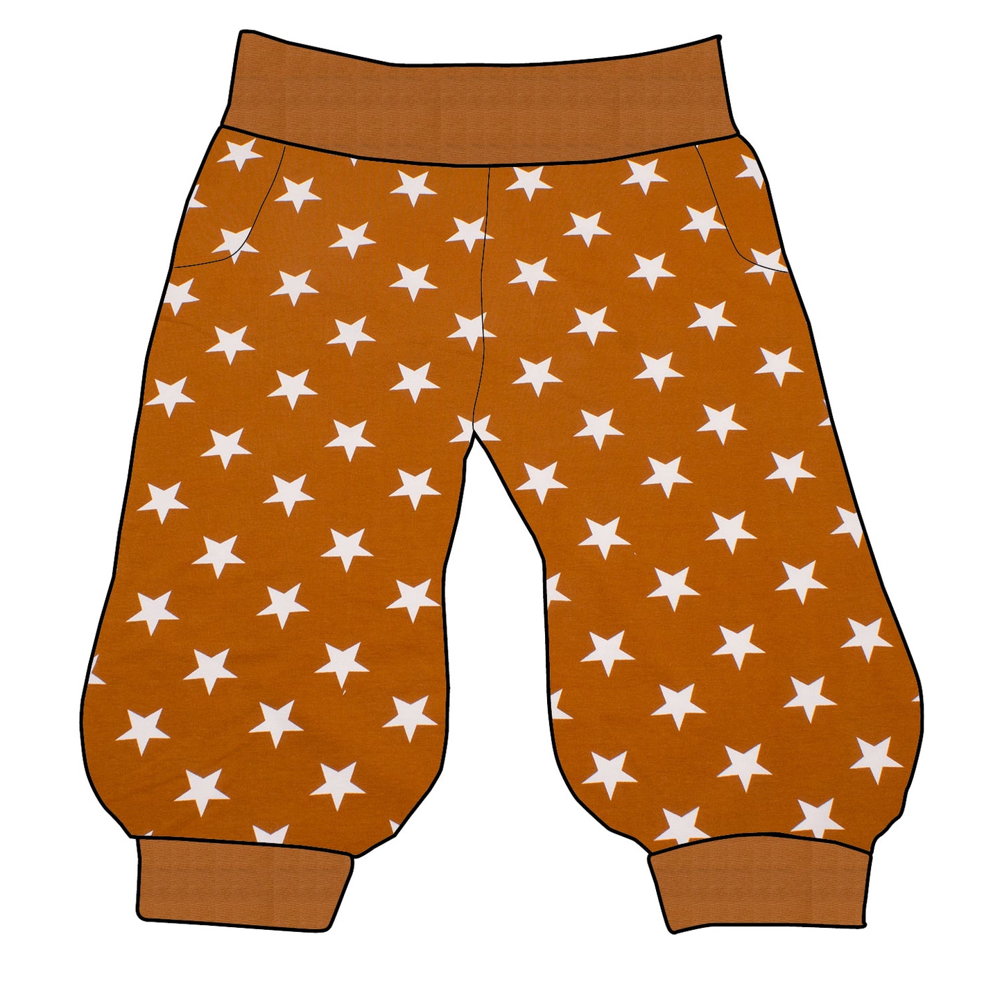 Damen 3/4 Caprihose Sporthose Sterne ocker