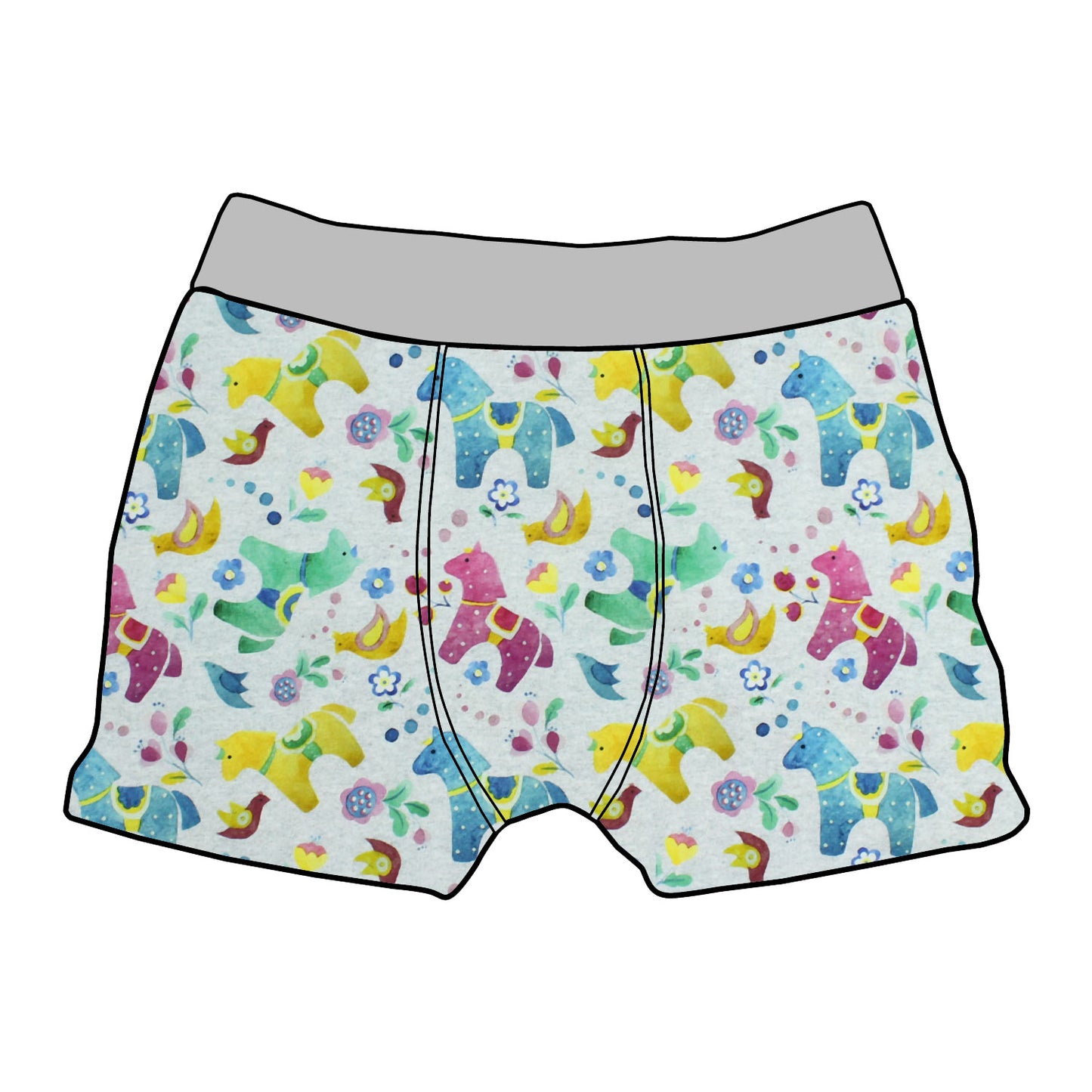 Kinder Boxershorts Bunte Pferde