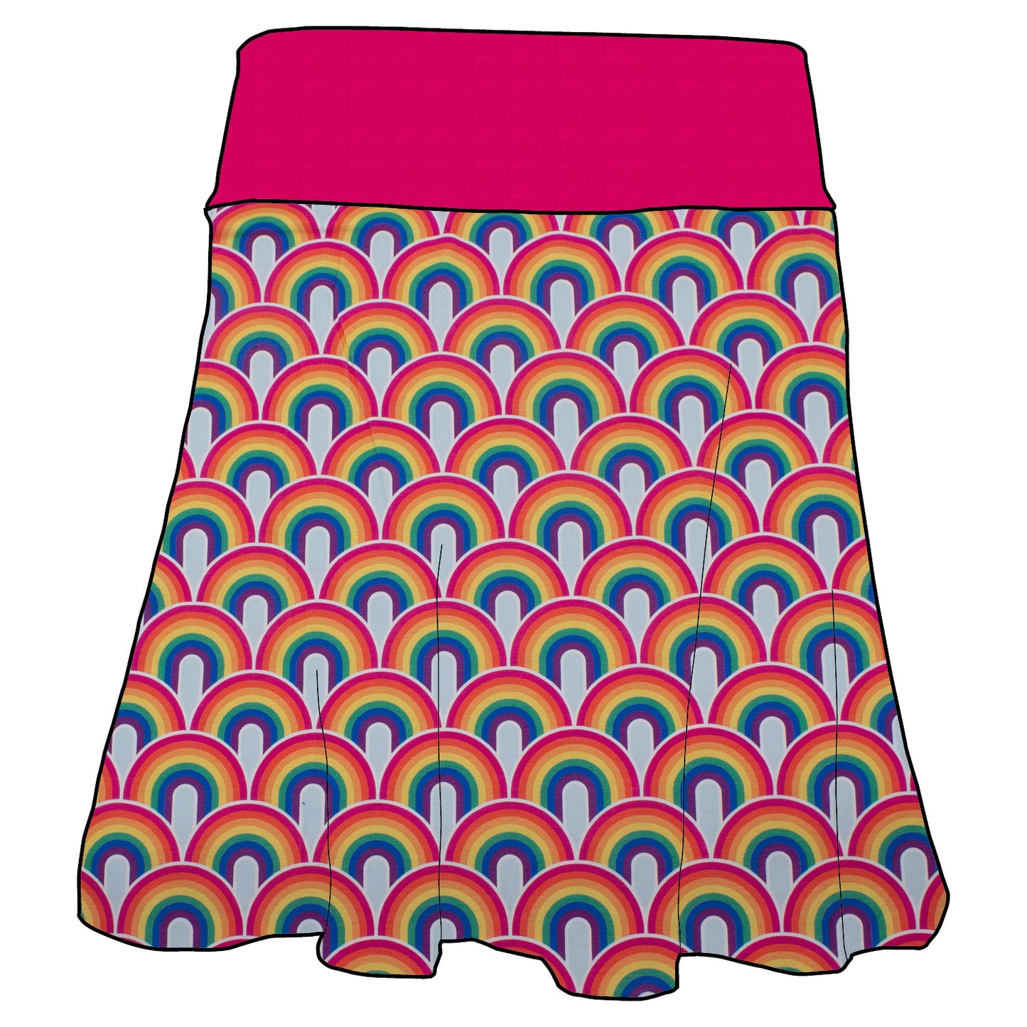 Damen Basicrock Regenbogen bunt