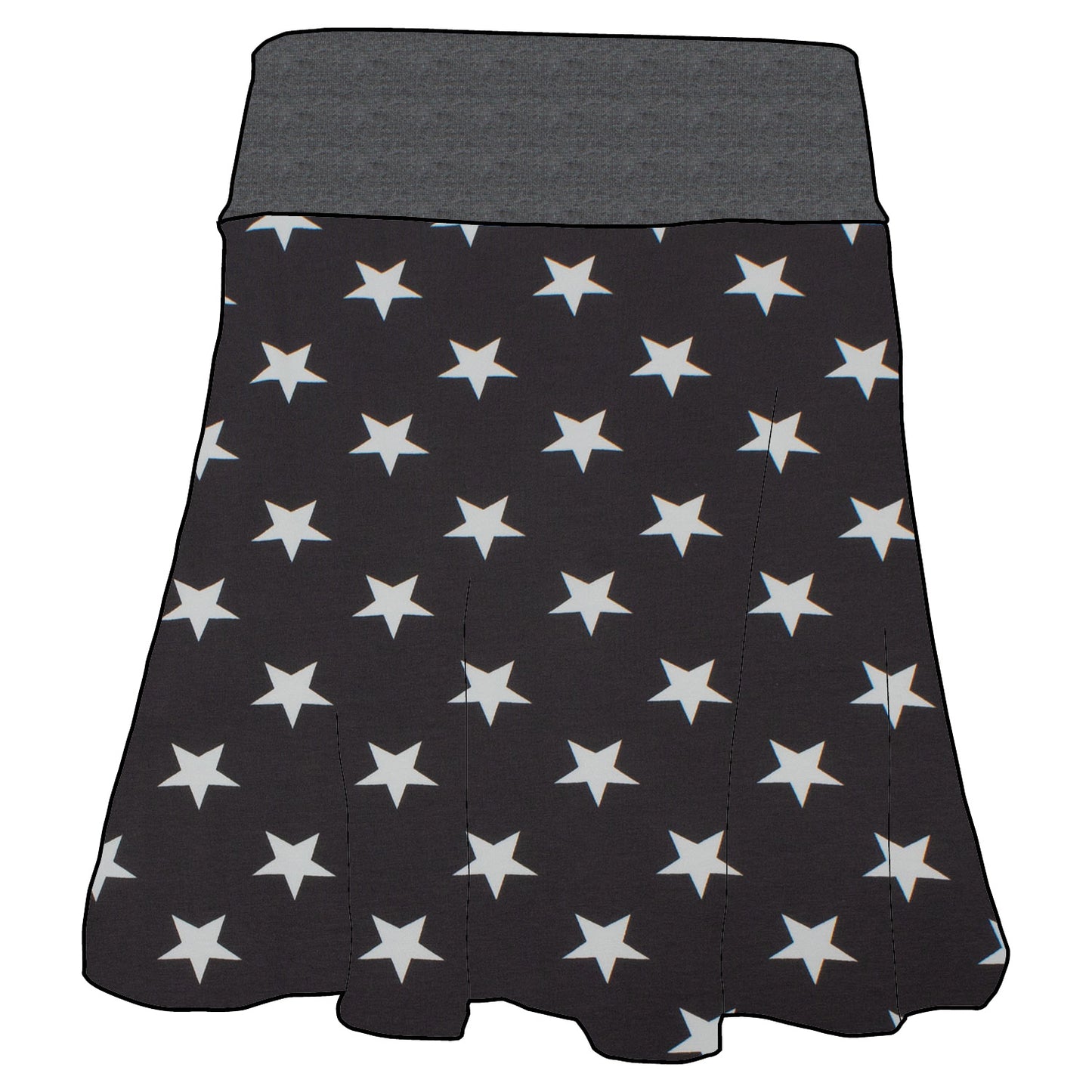 Damen Basicrock Sterne grau