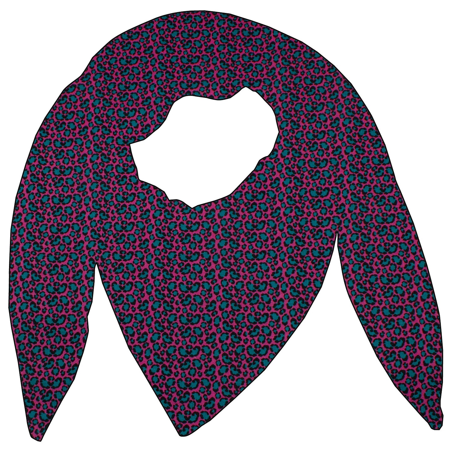 Maxi Dreieck Halstuch Musselin Leopard pink/türkis