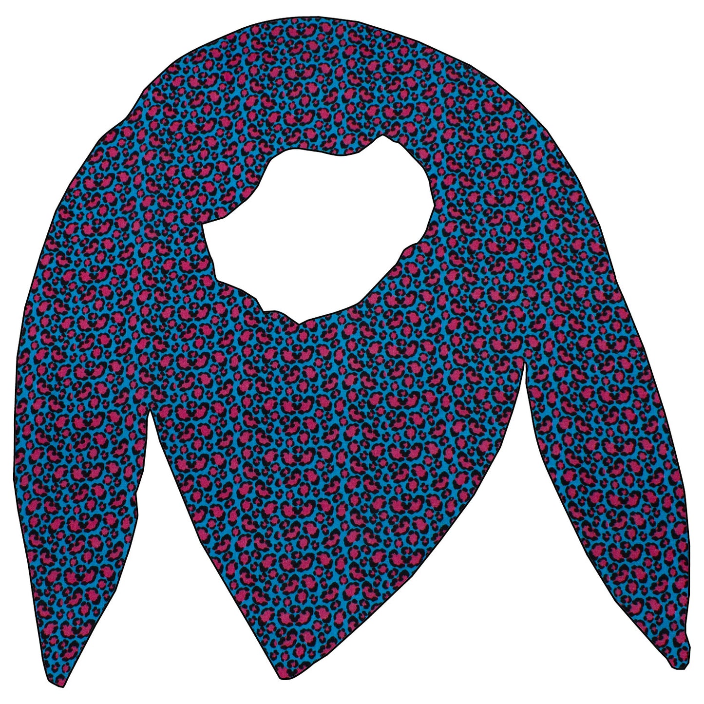 Maxi Dreieck Halstuch Musselin Leopard blau/pink