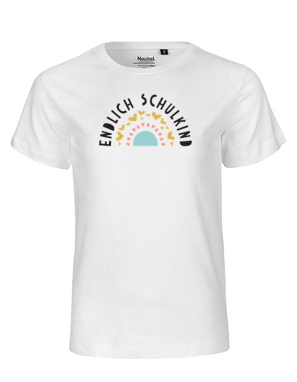 MiMaMäuschen Kinder Bio T-Shirt Schulkind Endlich Schulkind Regenbogen 2 – White