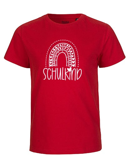 MiMaMäuschen Kinder Bio T-Shirt Schulkind Alphabet Regenbogen (weißer Druck) 3 – Red