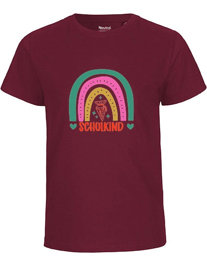 MiMaMäuschen Kinder Bio T-Shirt Schulkind Bunter Regenbogen 1 – Bordeaux