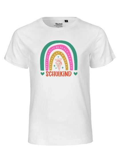 MiMaMäuschen Kinder Bio T-Shirt Schulkind Bunter Regenbogen 2 – White