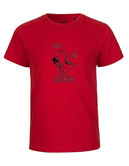 MiMaMäuschen Kinder Bio T-Shirt Schulkind Dino (schwarzer Druck) 3 – Red