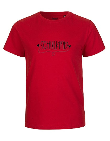 MiMaMäuschen Kinder Bio T-Shirt Schulkind Herzen (schwarzer Druck) 3 – Red