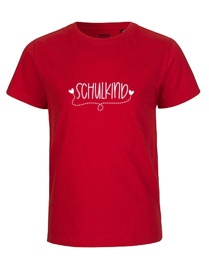 MiMaMäuschen Kinder Bio T-Shirt Schulkind Herzen (weißer Druck) 3 – Red