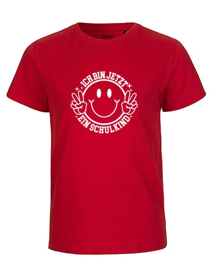 MiMaMäuschen Kinder Bio T-Shirt Schulkind Ich bin jetzt ein Schulkind (weißer Druck) 3 – Red