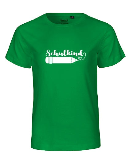 MiMaMäuschen Kinder Bio T-Shirt Schulkind Stift (weißer Druck) 2 – Green