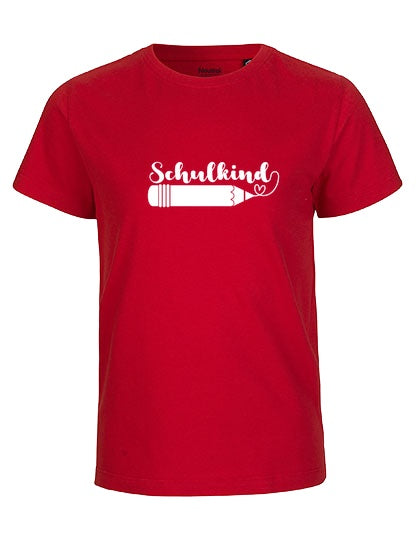 MiMaMäuschen Kinder Bio T-Shirt Schulkind Stift (weißer Druck) 3 – Red