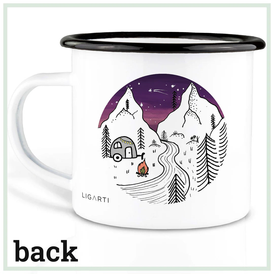 LIGARTI – Emaille Becher – Tasse – Camping Day and Night