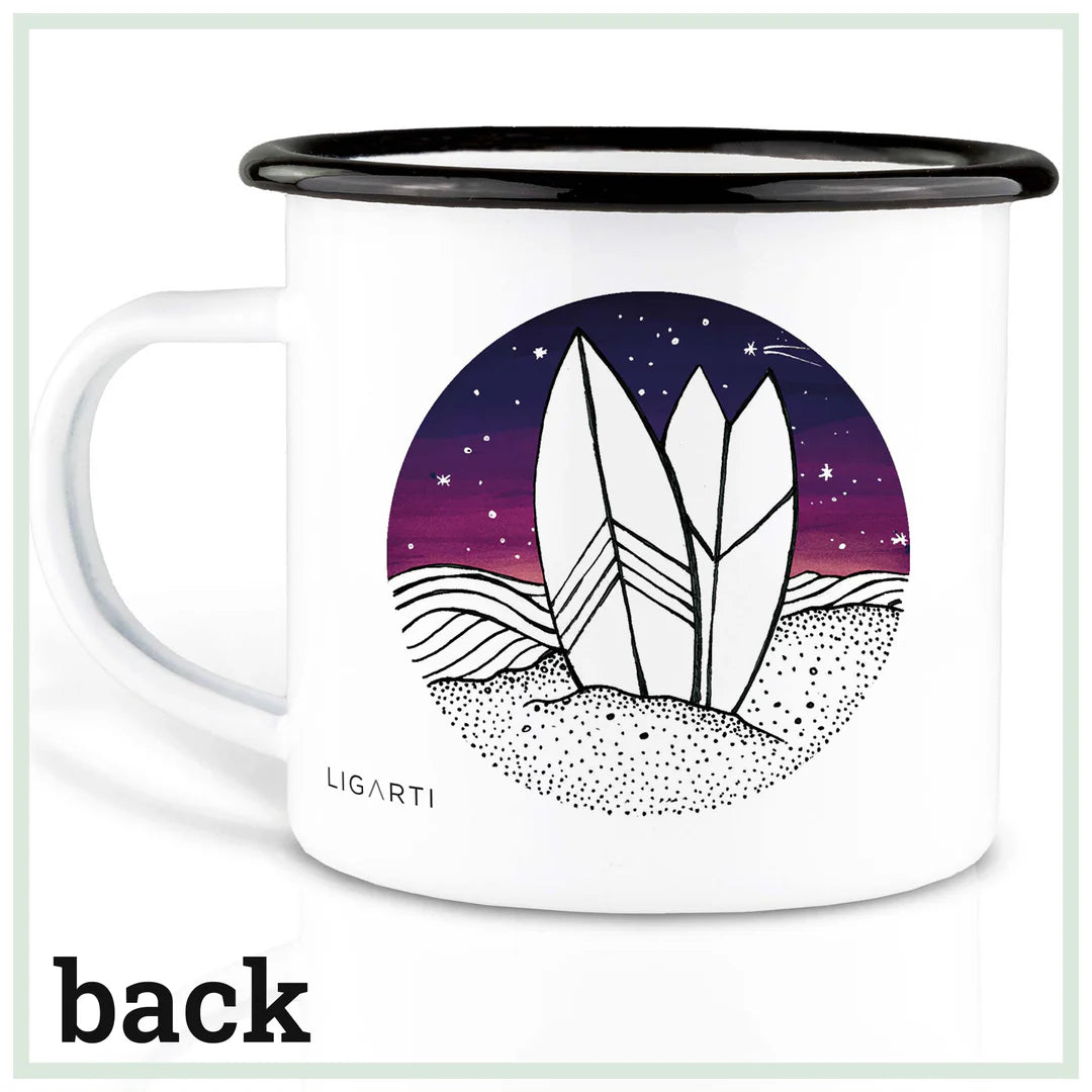 LIGARTI – Emaille Becher – Tasse – Surfing Day and Night