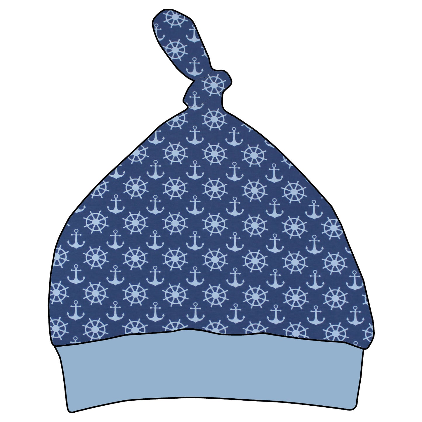 Kinder Knotenmütze Anker Steuerrad blau