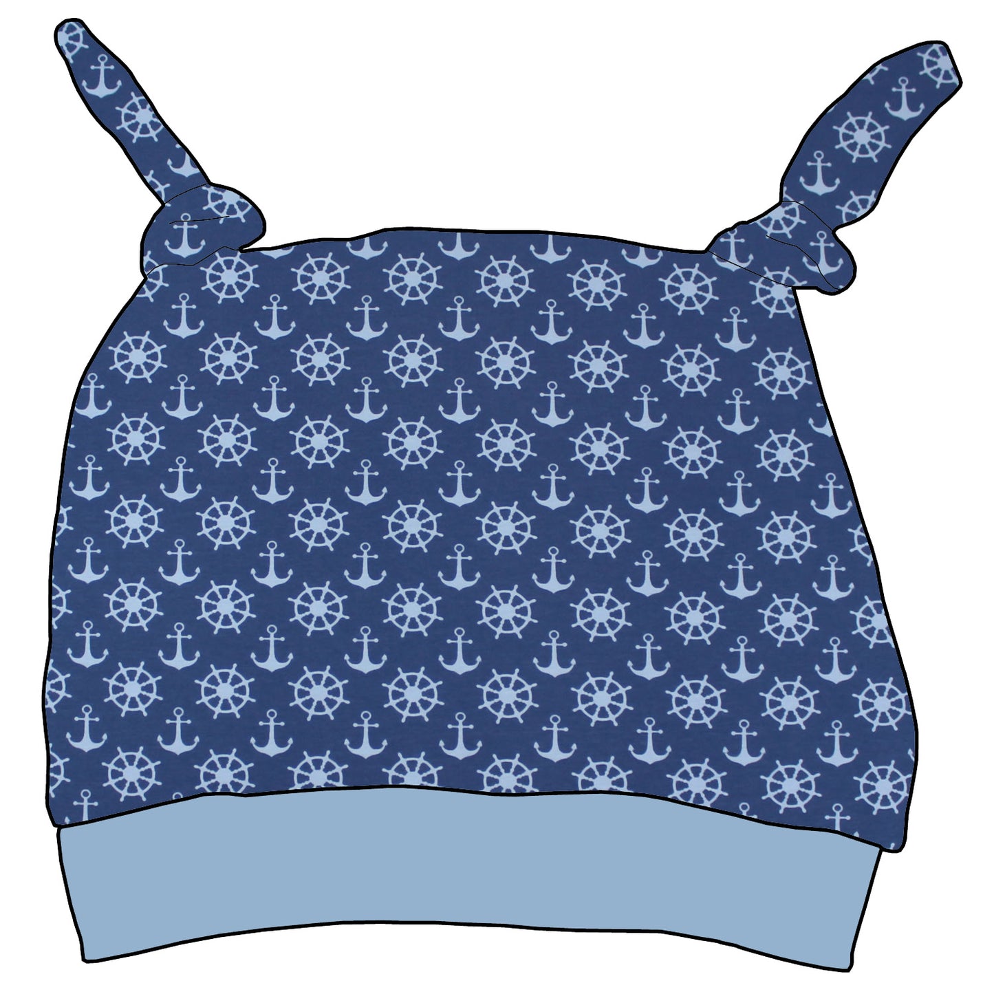 Kinder Knotenmütze Anker Steuerrad blau