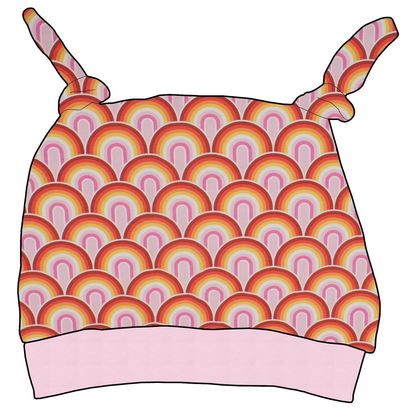 Kinder Knotenmütze Regenbogen rosa