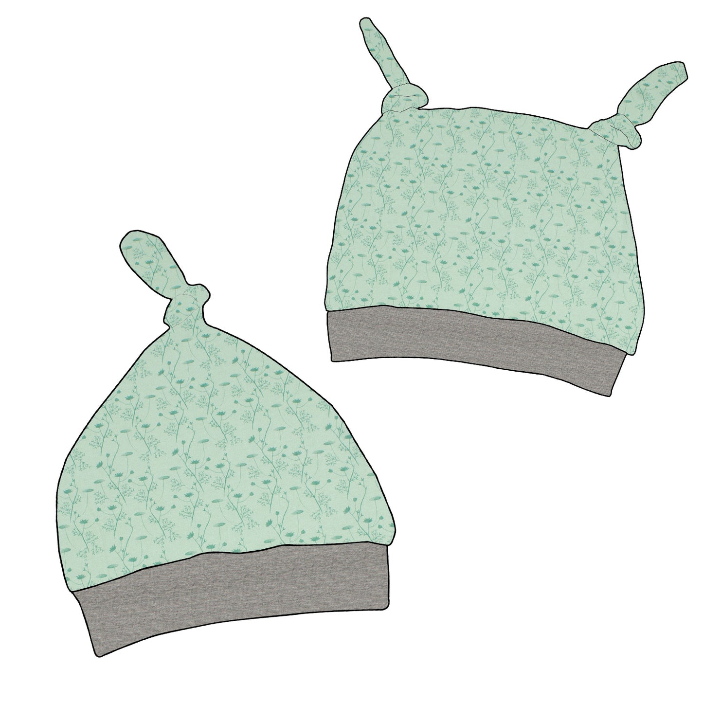 Kinder Knotenmütze Zarte Blümchen