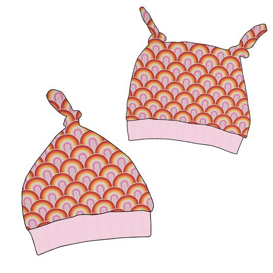 Kinder Knotenmütze Regenbogen rosa