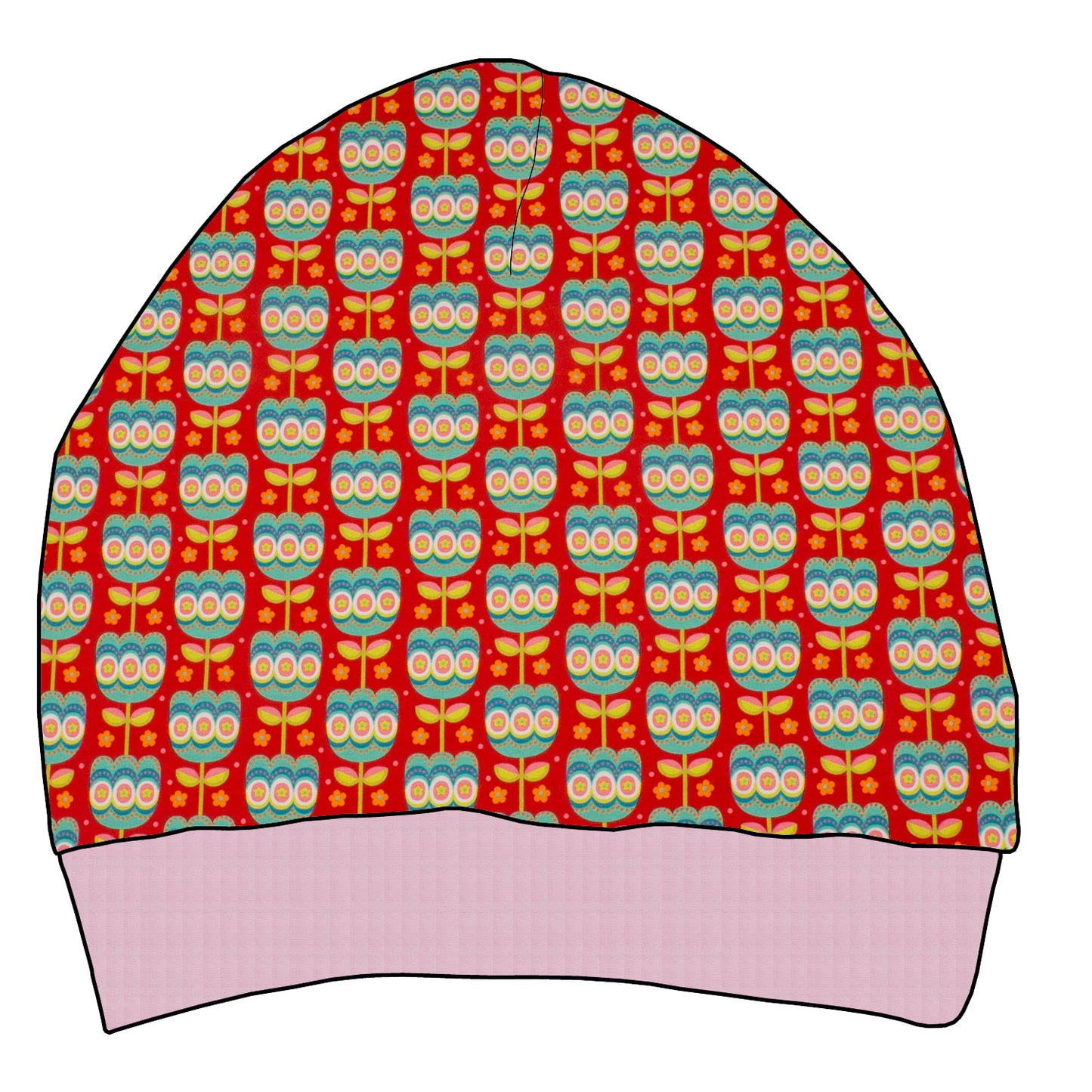 Kinder Beaniemütze Retro Tulpen rot