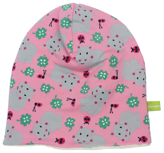 Kinder Winterbeaniemütze gefüttert Nilpferd rosa