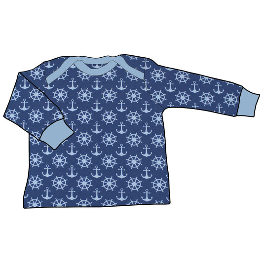 Babyshirt Anker Steuerrad blau