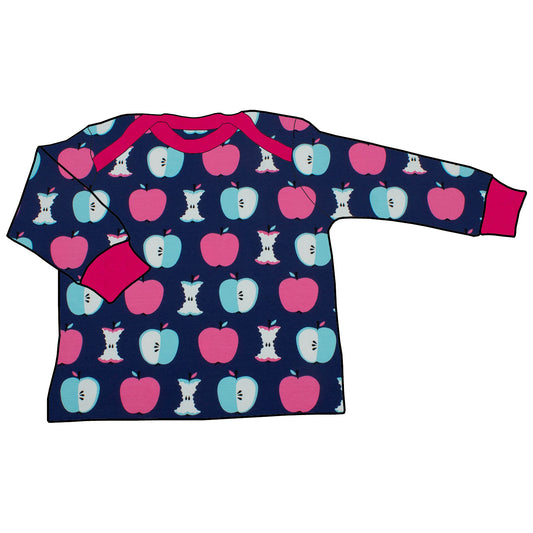 Babyshirt Äpfel dunkelblau