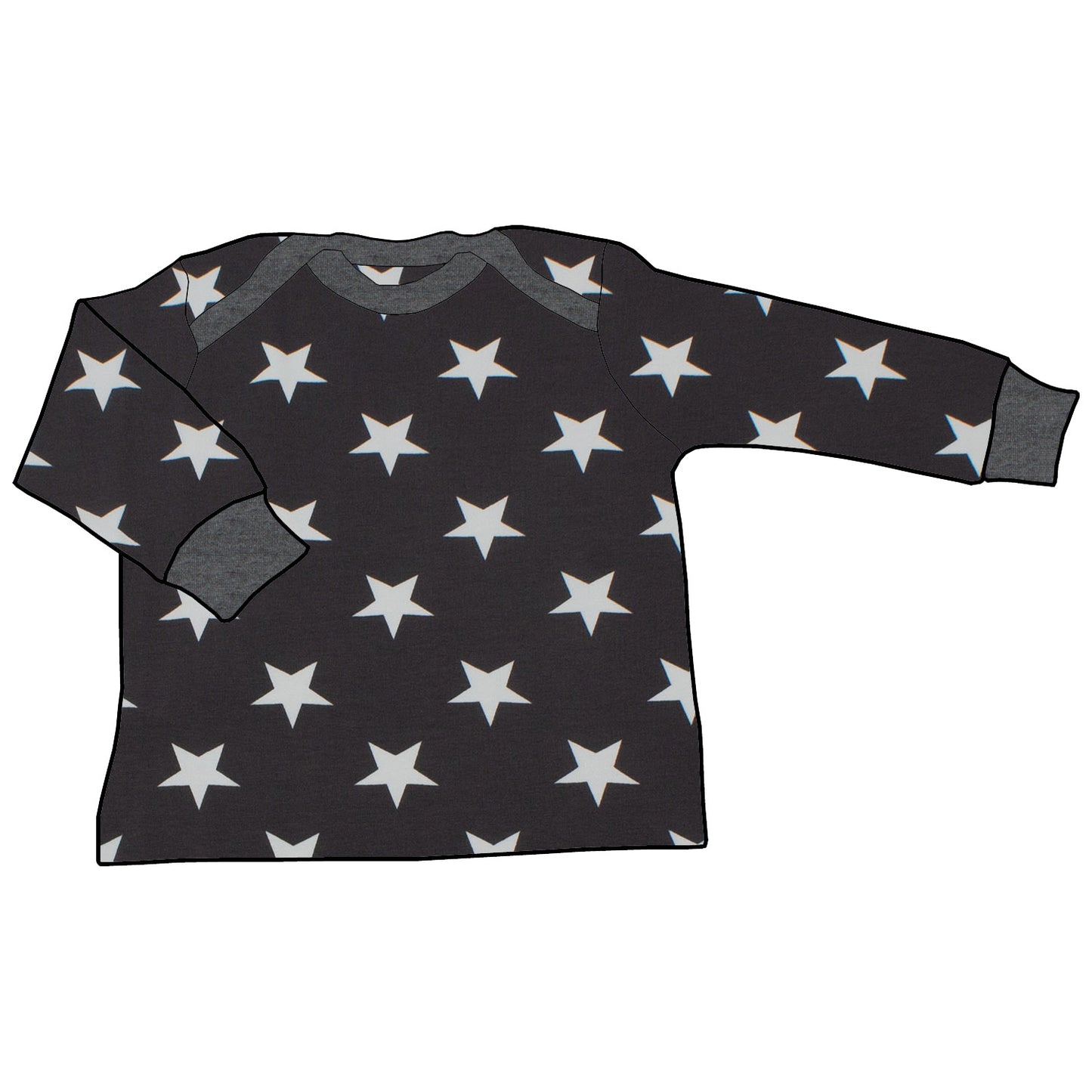 Babyshirt Sterne grau